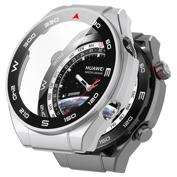 Suojakotelo Huawei Watch Ultimate -älykellolle karkaistulla lasinäytönsuojalla (harmaa)