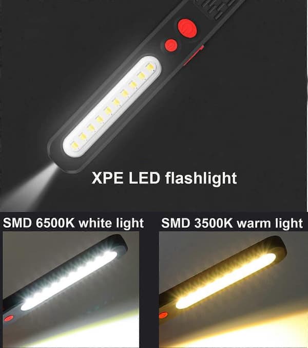 Magnetic Mechanical Lamp, Rechargeable 400 Lumen LED COB Work Light, 3 Light Modes