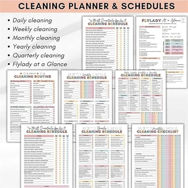 ADHD Cleaning Planner, Editable Daily Weekly Monthly and Yearly Home Cleaning Checklist, Household Organization Tool, 1 pc