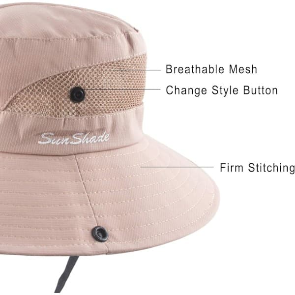 Women's Sun Hat with Ponytail Hole, UV Protection, Foldable Wide Brim