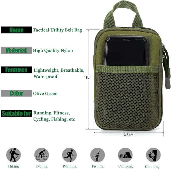 Nylon Militär Midjeväska Utomhus Sportväska Grön