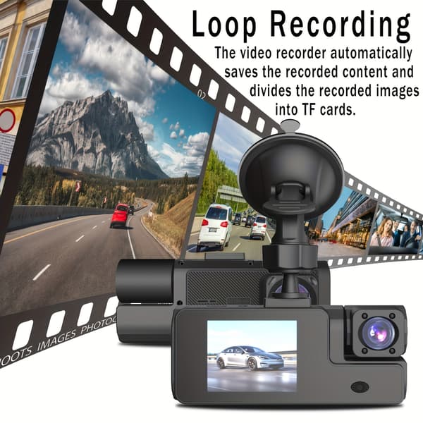 1080P Dashcam 2-tommers front- og bakkamera samtidig videoovervåking
