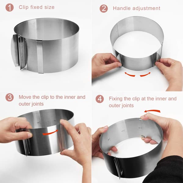 Adjustable Cake Mold Ring, Retractable Round Mousse Sliding Cake Ring in Stainless Steel, Milk Cake Mold, Cake Baking Tool for DIY