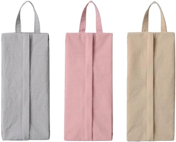 Sett med 3 reisevesker – 600D Oxford-stoff – 28 x 10,5 cm – Rosa + Beige + Grå