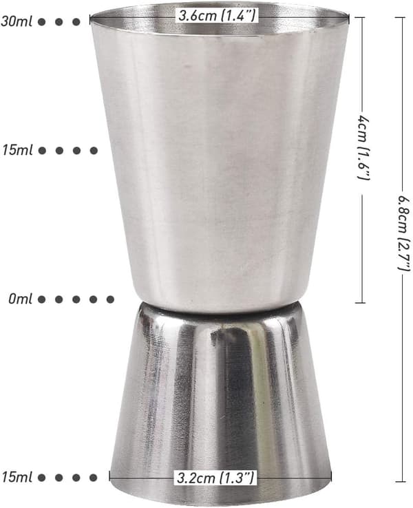 Cocktail Jigger, 15 & 30 ML Rustfritt Stål Bar Jigger (Sett med 4)