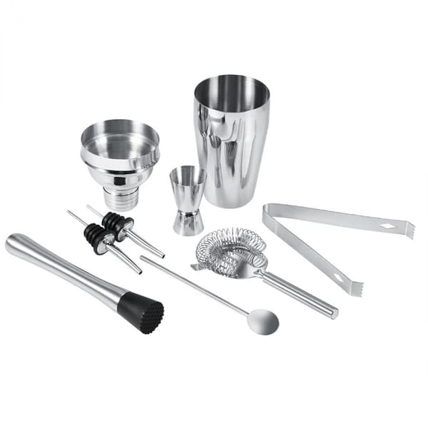 8-dels cocktailsett, barsett, shaker 550ml - Rustfritt stål Silver silver