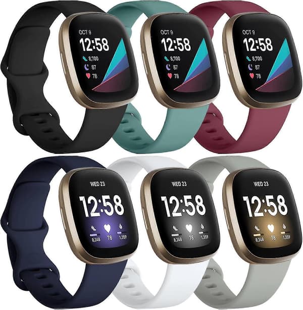 6-pak bløde sportsarmbånd kompatible med Fitbit Versa 3/4/Sense [JUN]