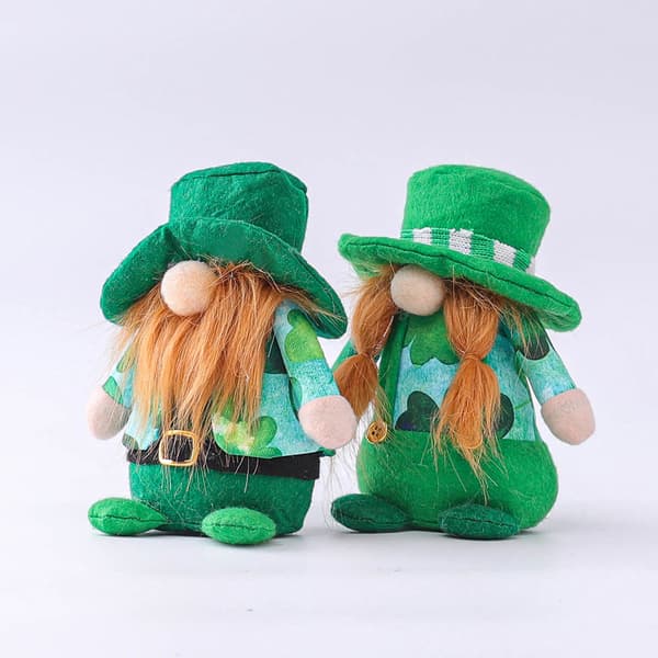 Pehmonukke Irlantilainen Pyhän Patrickin päivän lahja, apilahahmo Pyhän Patrickin päivän koriste Vihreä Leprechaun-tonttu Pehmonukke