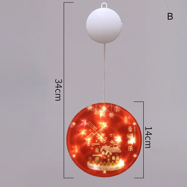 Christmas LED Lights Cartoon Printed Hanging Window Lamp Always On Decorative Christmas Theme Night Light for Home Party E E