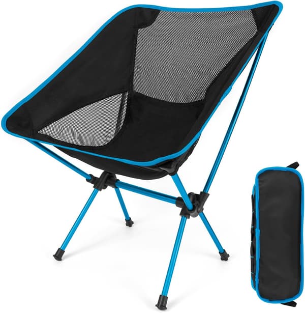 Foldbar campingstol, ultralet kompakt bærbar foldestol med bærbar opbevaringstaske, let