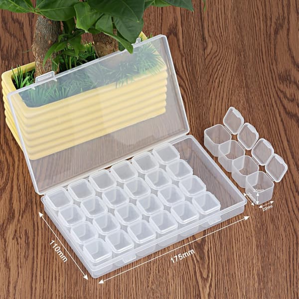 Multi-Diamond Embroidery Storage Box 28-Grid Jewelry Earrings Beads Necklace Storage Box Display Case