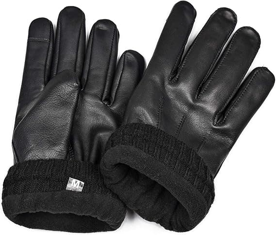 Ægte læderhandsker til mænd | Handsker Herre Vinter Varme Handsker Touc