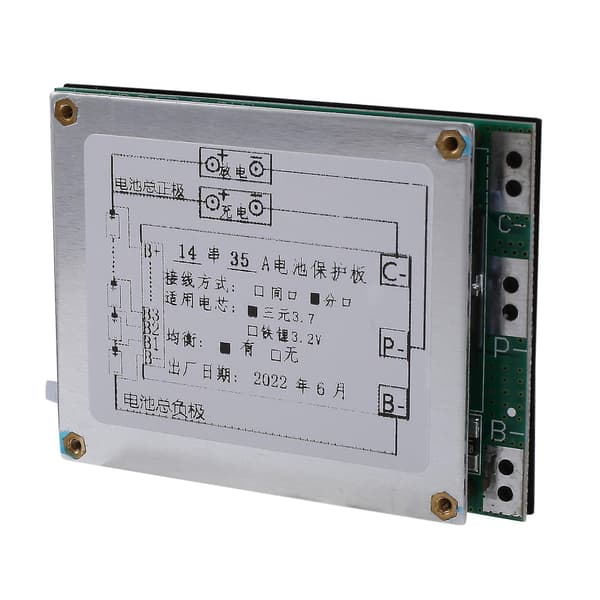 Bms 14s 52v 35a Li-litiumbatterilader Beskyttelseskort Batteri Bms-kort med balansefunksjon