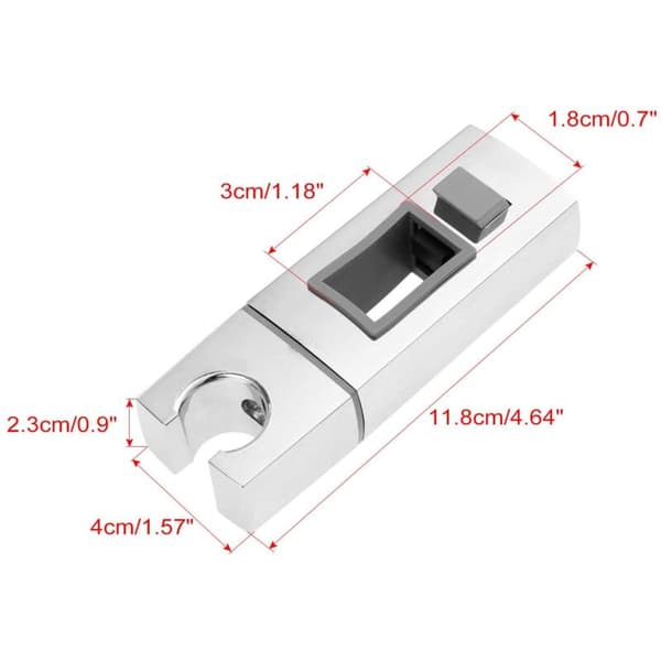 Sliding Shower Head Holder for Rail - 18 x 30 mm - Rectangular, Square Replaceable Hand Shower Holder, Chrome ABS Shower Holder for Bathroom