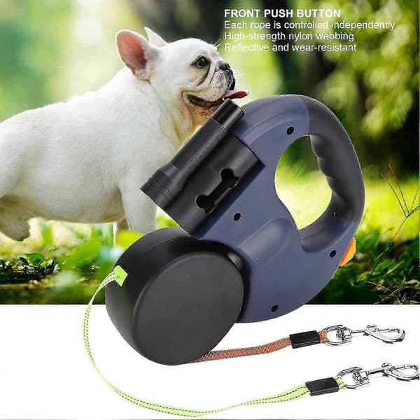 Retractable Dog Leash, 360 Dog Leash, Double-Sided ABS+Nylon Leash, Self-Retracting Leash for Small/Medium/Large Dogs and Cats (Dark Grey)