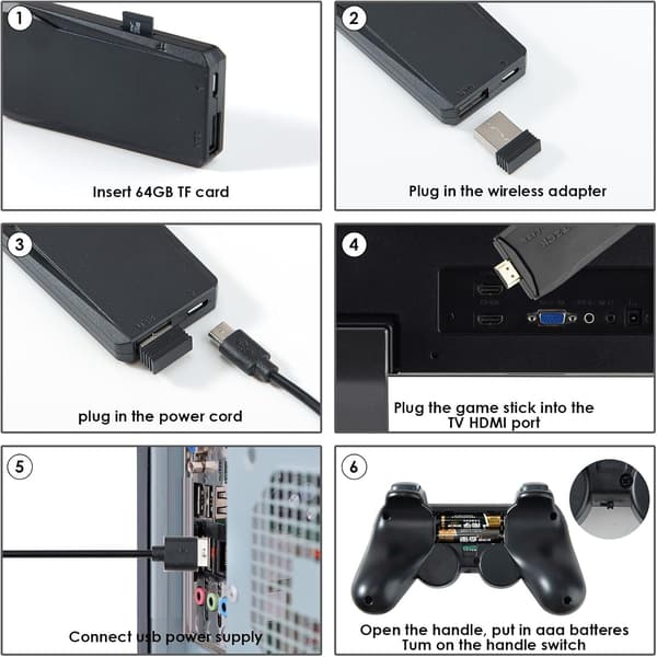 Retro Game Console - Videospels konsoler med 2-pack spelkontroller, 64GB inbyggt kort 20000+ spel, 4K HDMI Display Arcade