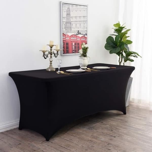 Strekk Lycra Duk for 6ft Bord - Svart - Rektangulær - Ensfarget