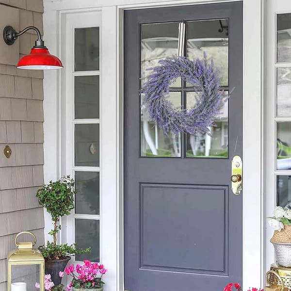 Artificial Flower Wreath Lavender Wreath Front Door Wreath Green