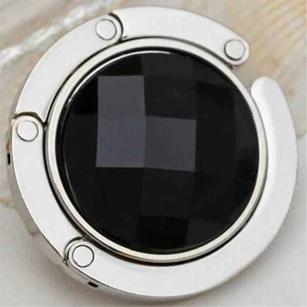 Round Portable Table Hanger for Handbag, Bag, Hook Holder, Table Hanger, Crystal Alloy, Foldable