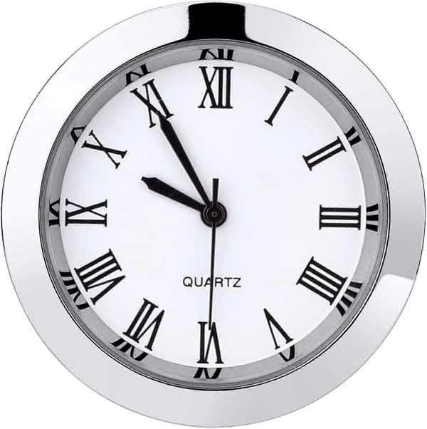 1-1/2 tommer (37 mm) Rund Quartz Urindsats med Romertal Passer til 35 mm Diameter Hul (Sølvramme)