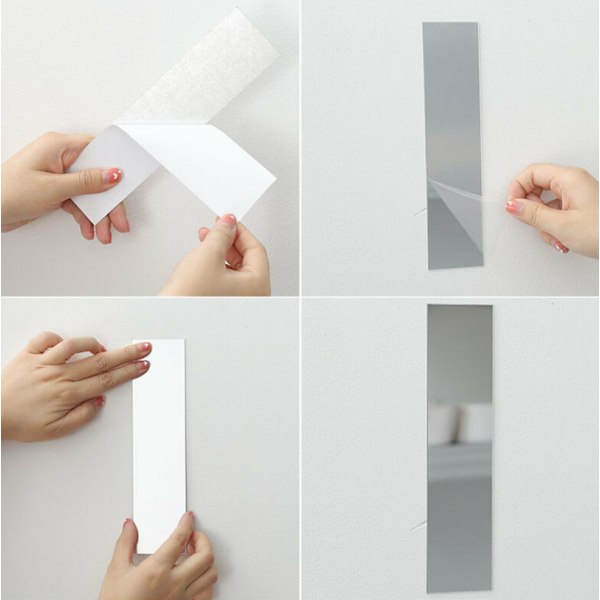 20 Pieces Wall Mirror Stickers - Silver 5 × 50 cm, Decorative Mirror