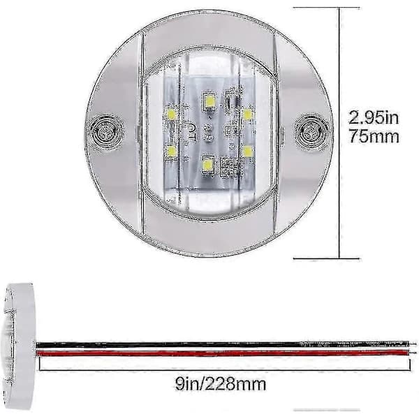 4-pakning LED-båtlys 12V runde marine LED-lys for båtdekorasjon hvit