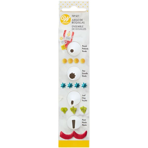 Wilton Dekorations Tyllesæt 4 dele, Blad Kronblad Blade Roser Stjerner Tyller Vit white