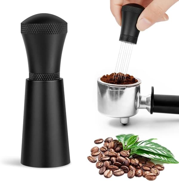 Espresso Distribution Tool with Stand, 0.3mm 7 Needles Espresso Stirrer for Barista, with Extra 10 Replaceable Needles-FY-