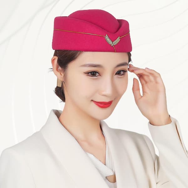 Elegant Stewardess Ullberetthatt med Broderimärke för Kvinnor (FMY)