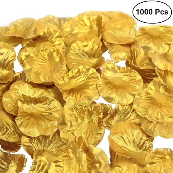 Gylne. Pakke med 1000 stoffroseblader, kunstige roseblader for