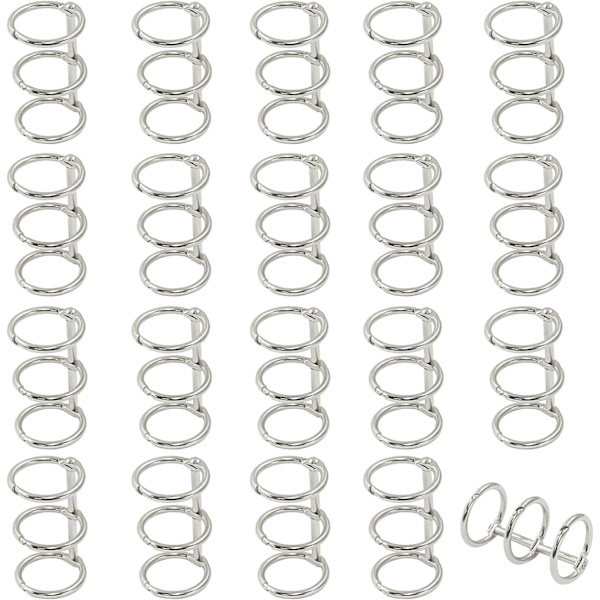 20 stk. 3-rings metal løsbladbindere 20 stk. sølv Silver