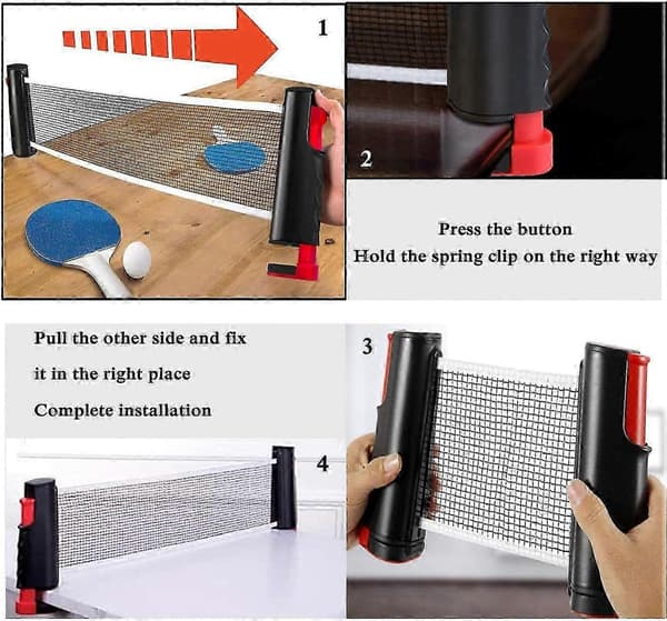 Retractable Table Tennis Net, Portable Ping Pong Net Rack, Perfect for Ping Pong Tables, Desks, Dining Tables, Adjustable Length 190 cm