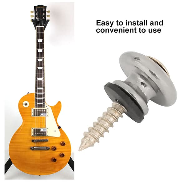10 Pcs Silver Metal Guitar Strap Lock Button End Pin with Screw for Ukulele Electric Bass