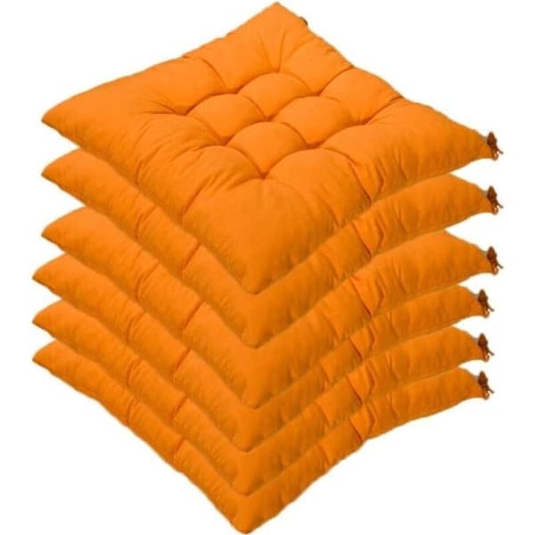 Stolputer - AIMOONSA - Sett med 6 deler - Firkantet 40x40x5 cm - Tuftet 9/16 punkter - Vaskbar 30°C