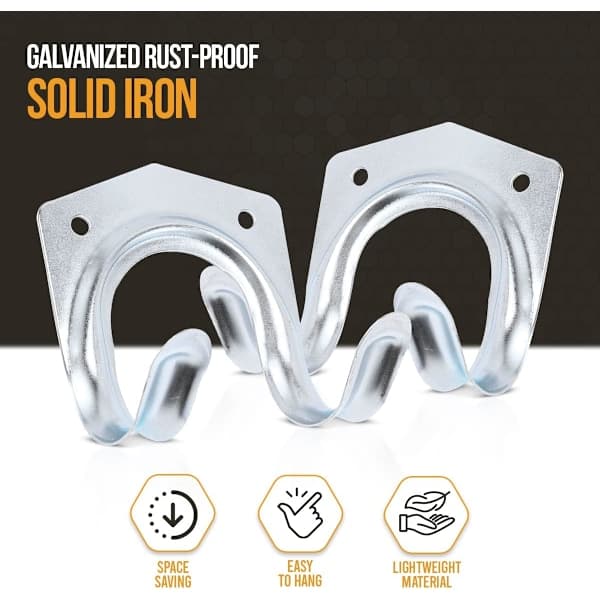 16-pack Tool Garage Hooks Garden Tool Storage Organizer Heavy Duty Hooks for Hanging Ladders, Ropes, Garden and Garage Tools