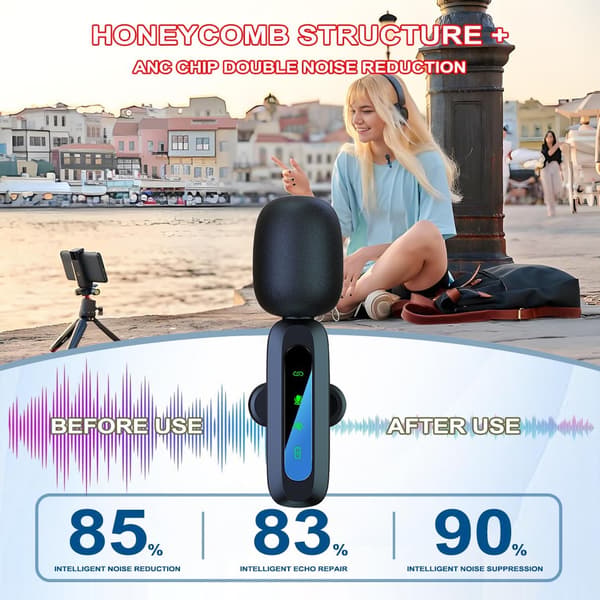 Wireless Lavalier Microphone For Iphone For PC Tiktok Youtube Video Recording Vlog Interview Livestreaming
