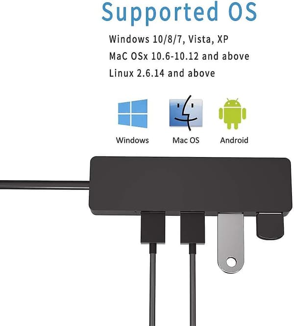 USB-hub, 4-porters USB 3.0-hub, ultratynn ekstra lett USB-adapter, USB-distributør Datahub kompatibel med