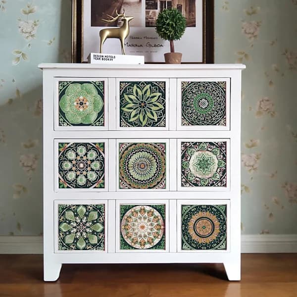 Mandala Tile Stickers 24-pack Self-Adhesive PVC Waterproof Oil-Resistant Wall Decor for Kitchen Bathroom 10x10 Cm