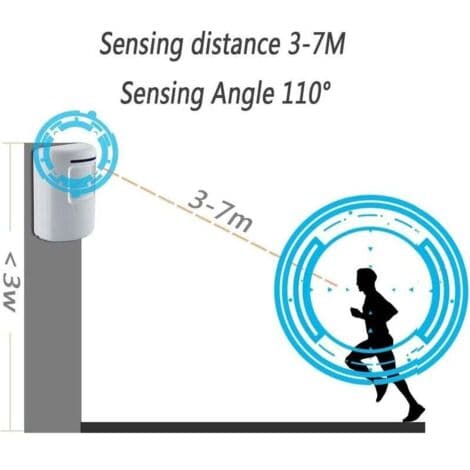 Wireless Motion Detector - 70m Infrared Alarm - 3-7m Sensor Range - 110° Angle - 38 Customizable Ringtones