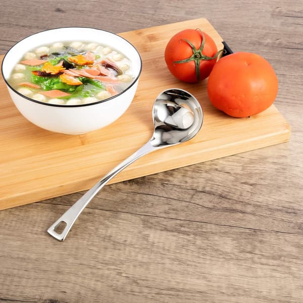 Liten sausøse i rustfritt stål, serveringsøse, skje for suppe, saus, matlaging