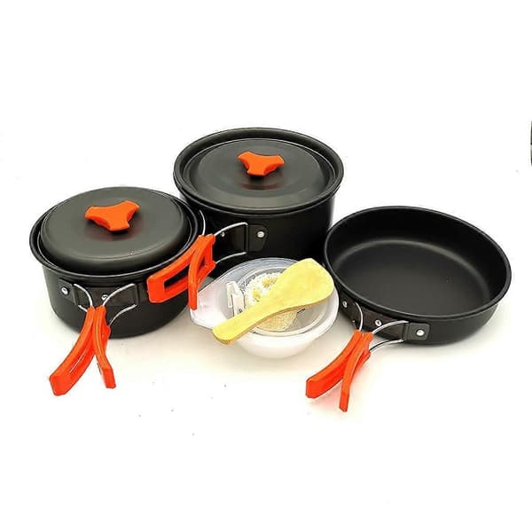 Aluminium Non-Stick Cookware Set with Foldable Handle for Camping Mess Kit
