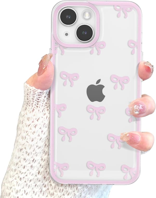 Transparent iPhone 15 Plus-cover med sødt blomstermønster og kamerabeskyttelse [JUN] iPhone 15PLUS iPhone 15PLUS