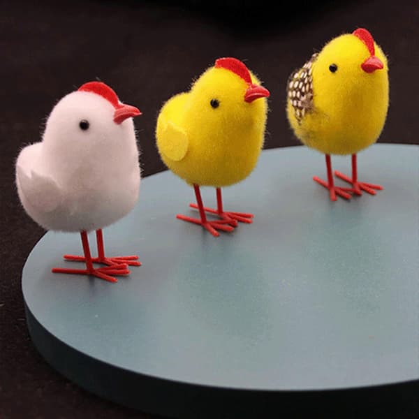 Små kyllingfigurer Simulering Kyllingmodeller Pynt Påskefest Dekorativ Hvit 7X6CM 8stk[DB]
