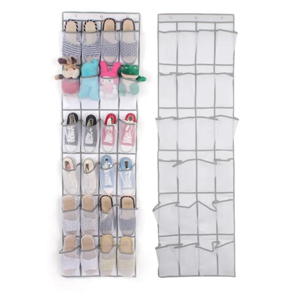Hanging Shoe Rack, 24 Pockets Hanging Door Storage - White