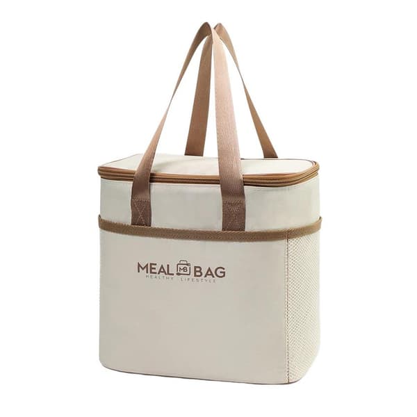 Kjølebag stor - Beige / isolert lunsjbag / termisk matbag