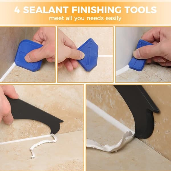 9-piece Silicone Caulking Tool Kit, 3-in-1 Sealant Remover and Finishing Scraper for Bathroom, Kitchen, Windows, Floors