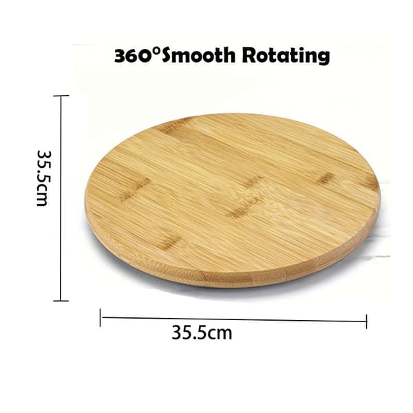 Rund Roterende Brett Roterende Fat Bambustre Beige D35 x H2,5 cm