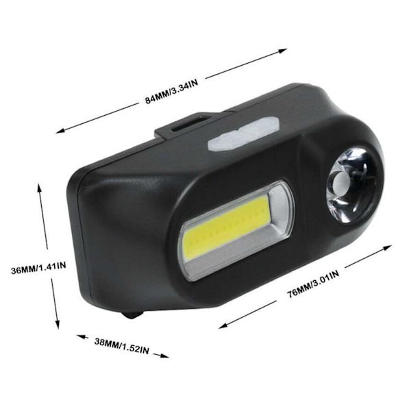 Dobbel LED-hodelykt COB XPE Løping Camping svart black