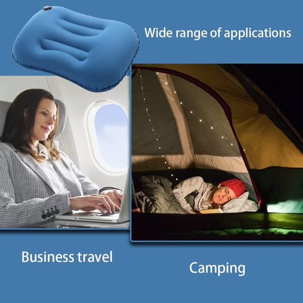 Portable Foldable Inflatable Camping Pillow, Compact Outdoor Pillow for Neck and Lumbar Support Hiking Home Office