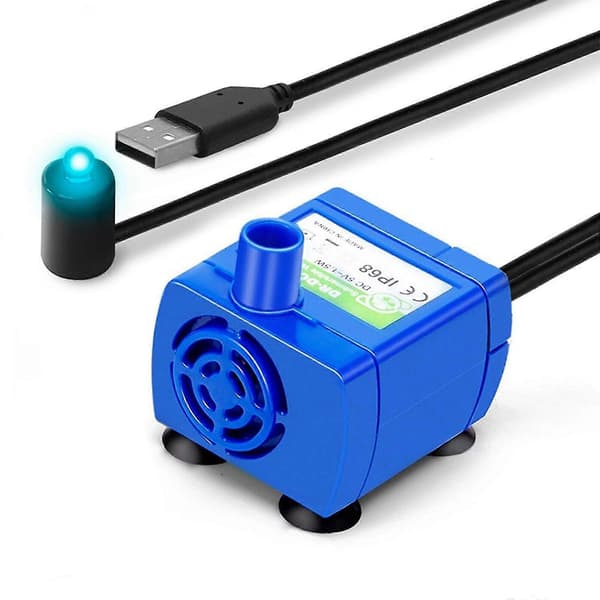 Husdjurs Vattendispenser Pump USB Uppladdningsbar LED Katt Vattenfontän Motorpump Fp
